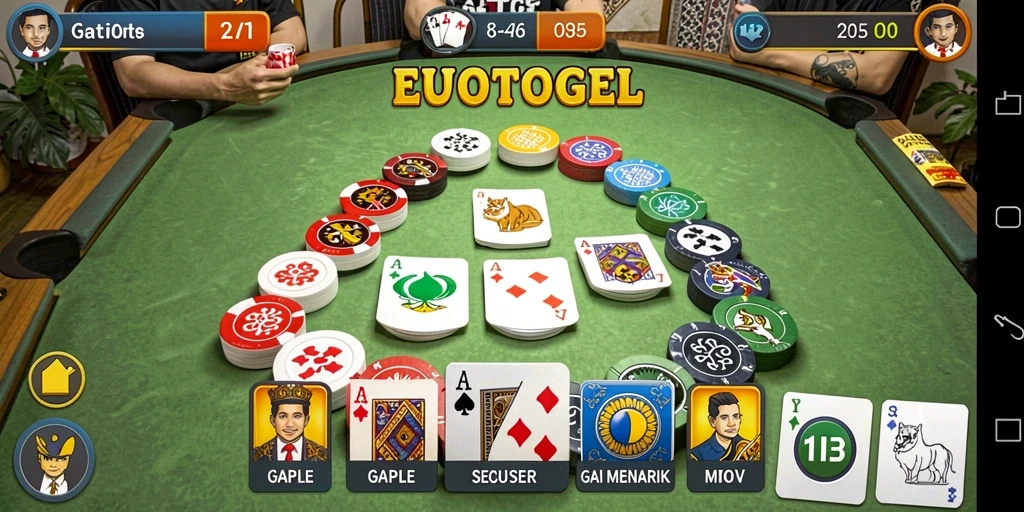 Screenshot permainan Gaple di EUROTOGEL yang menunjukkan suasana kompetitif.