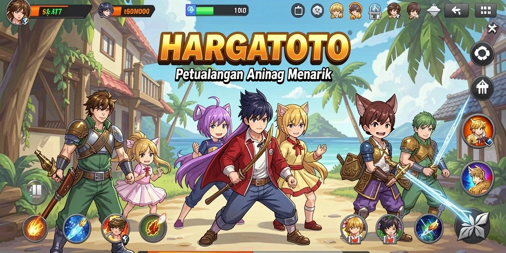 Screenshot gameplay HARGATOTO yang menunjukkan pertarungan karakter Anime.