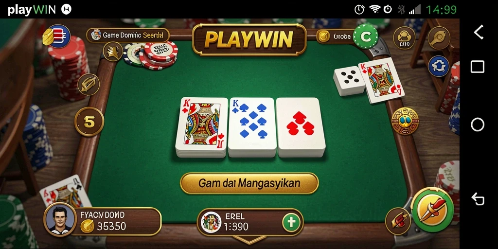 Tampilan gameplay seru dari PLAYWIN dengan berbagai pilihan permainan Domino.